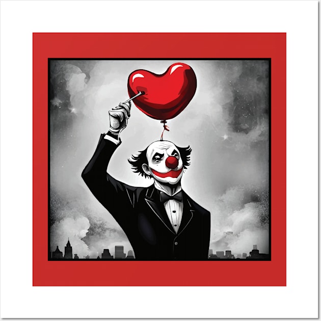 Clown with red balloon Wall Art by WildChed ArtisTee